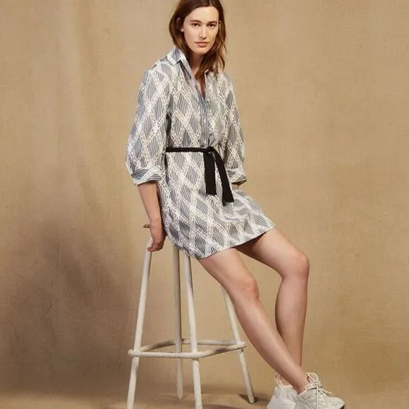 New Sandro Paris Short Lace Shirt Dress collar 40 - Picture 2 of 12